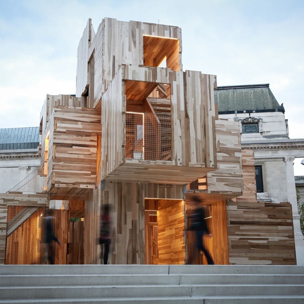 The London Design Festival is now underway, having returned for its 16th year.  An installation that has been receiving a lot of buzz lately is the ‘MultiPly’ by Waugh Thistleton Architects. The live experiment addresses issues of housing shortage and climate change with its use of modular construction in hardwood. #LDF18 (📷: David Parry PA)
.
.
.
 #london #design #festival #designtrends #architecture #installations