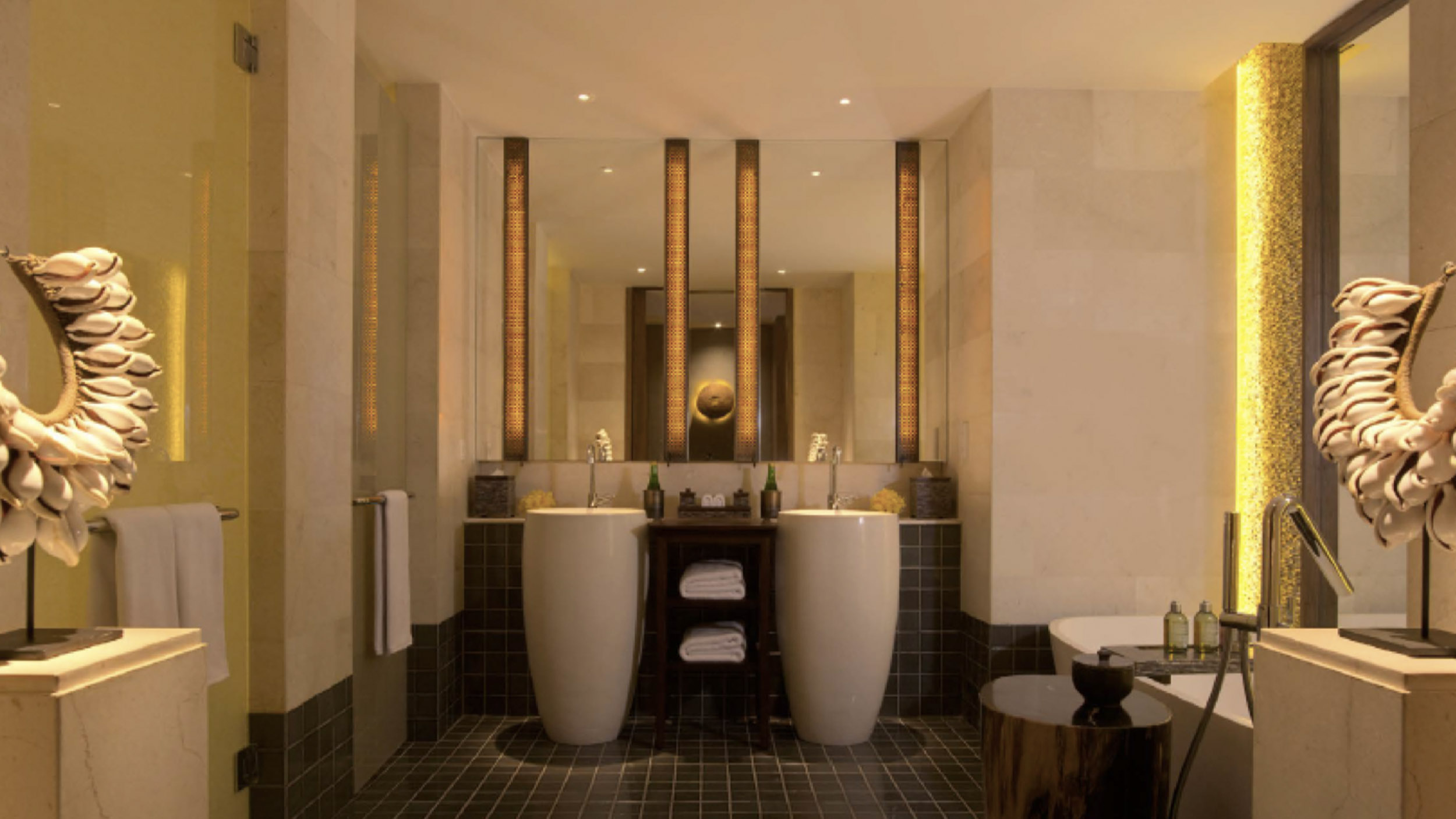 Bathroom interior design with double sink at Fairmount Sanur Beach Bali
