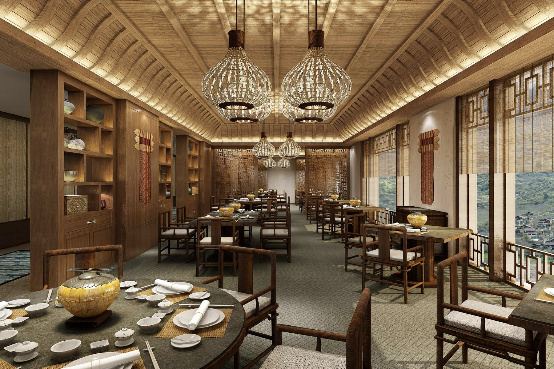 restaurant/ dining interior design Ritz Carlton Jiuzhaigou
